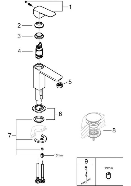 Cubeo Tek Kumandalı Lavabo Bataryası S-Boyut Grh 1016990000
