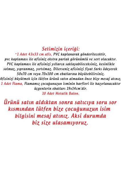 Bebeğinize Özel Isimli Hastane Bebek Odası Süsleme Seti Afiş, Flama, Balon