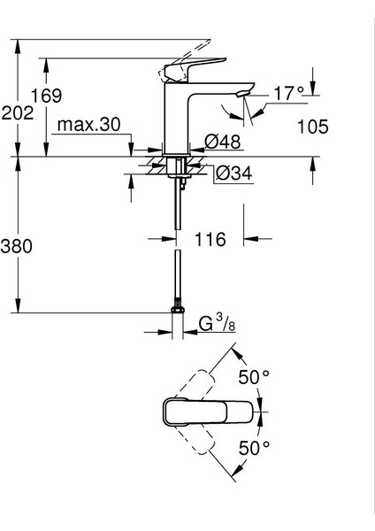 Cubeo Tek Kollu Lavabo Bataryası M-Boyut Grh 1017552430