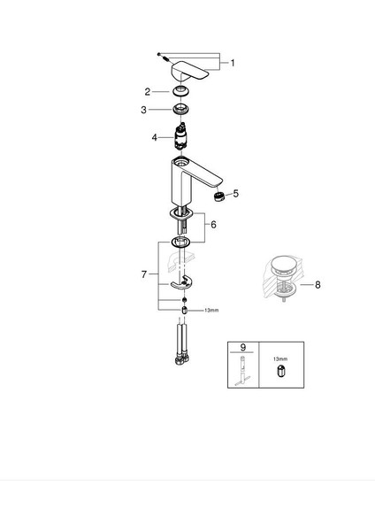 Cubeo Tek Kollu Lavabo Bataryası M-Boyut Grh 1017552430