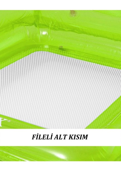 Şeffaf Deniz Simidi Fileli-Fileli Kare Simit-Transparan Deniz Şezlongu-Kare Deniz Simidi 104X102 cm modelleri