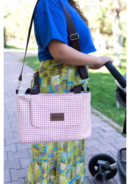 Bebek Arabası Organizer Çanta, Omuz Akılı , Anne Bebek Bakım Çantası, Su Geçirmez, Gingham Serisi fırsatları