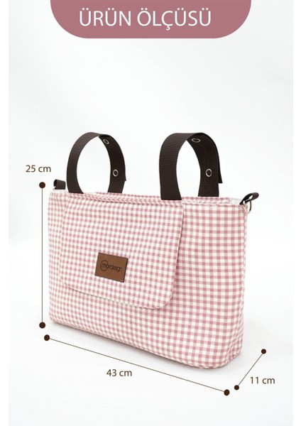 Bebek Arabası Organizer Çanta, Omuz Akılı , Anne Bebek Bakım Çantası, Su Geçirmez, Gingham Serisi