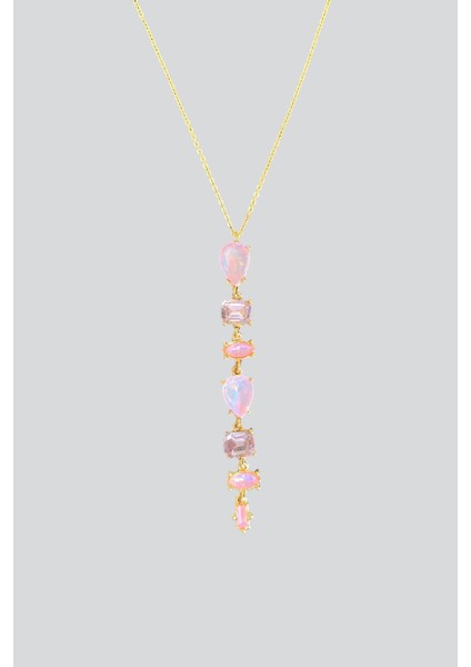 Gold Renk Pembe Taşlı Kolye modelleri
