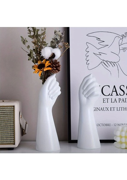 2 Adet Boyanabilir El Şeklinde Dekoratif Saksı Obje Figür