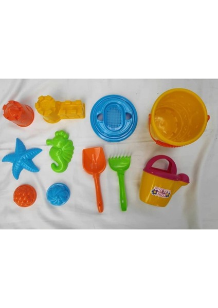 Plaj Set Elekli Şato Kova Seti+ Kum Kalıpları+ Sulama Kabı