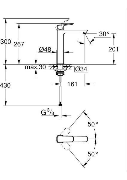 Cubeo Tek Kumandalı Lavabo Bataryası Xl- Boyut Grh 1017290000