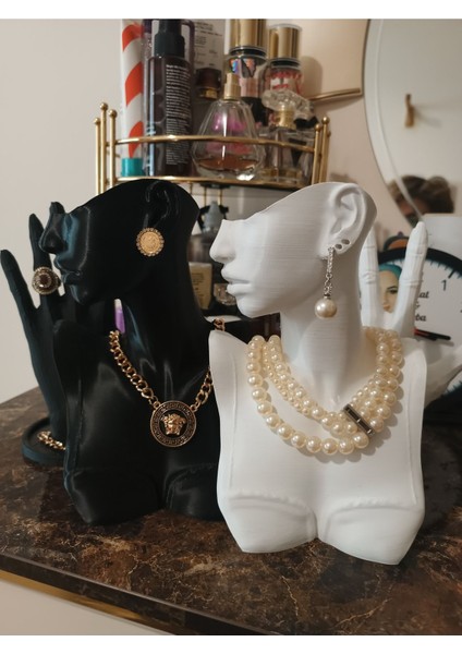 4'lü dekoratif takı ve makyaj standı, siyah ve beyaz, çok renkli, 21cm, 2 parça fırsatları