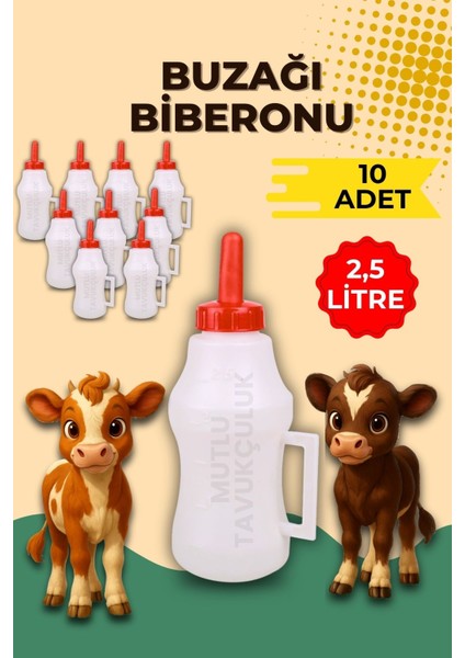 10 Adet Buzağı Biberon Dana Süt Biberonu 2.5 Litre Büyükbaş Inek Sığır Manda Yavrusu Için Süt Içirme