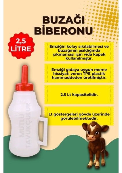 10 Adet Buzağı Biberon Dana Süt Biberonu 2.5 Litre Büyükbaş Inek Sığır Manda Yavrusu Için Süt Içirme modelleri