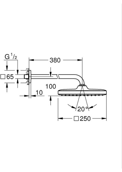 Tempesta 250 Cube Tepe Duşu Seti 380 Mm, Tek Akışlı Grh 266872430