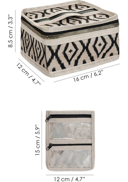 Bej seyahat takı düzenleyici kutu, şık ve kullanışlı, 2 parça polyester organizer indirimleri