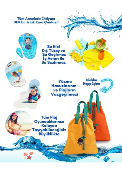 Neşepalamudu Wet&dry Su Geçirmez Islak Kuru Kirli Temiz Plaj Havuz Fonksiyonel Yeşil Çanta