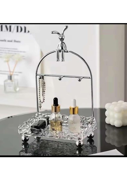 Şeffaf cam desenli şık takı düzenleyici, dekoratif ve kullanışlı tasarım modelleri