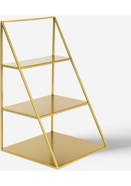 3 Katlı Altın Piramit Metal Organizer - Çok Amaçlı Aksesuar Rafı