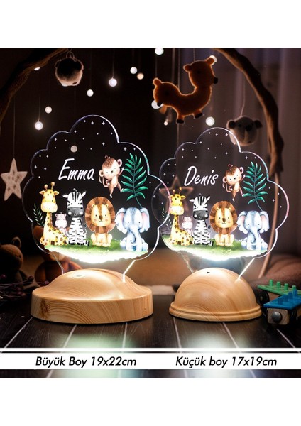 Safari Temalı Bebek Odası Gece Lambası, Safari Konseptli Çocuk Doğum Günü, Hayvanlar Bebek Hediyesi