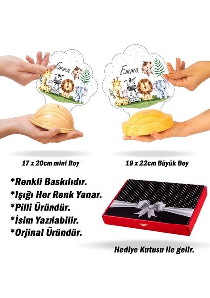 Safari Temalı Bebek Odası Gece Lambası, Safari Konseptli Çocuk Doğum Günü, Hayvanlar Bebek Hediyesi fırsatları