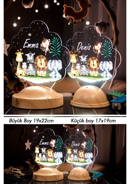 Safari Temalı Bebek Odası Gece Lambası, Safari Konseptli Çocuk Doğum Günü, Hayvanlar Bebek Hediyesi indirimleri