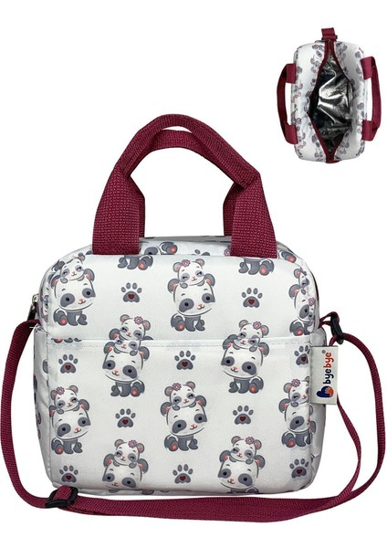 Beslenme Çantası ve Termos Yemek Taşıma Çantası Omuz Askılı-Bordo Panda fiyatları