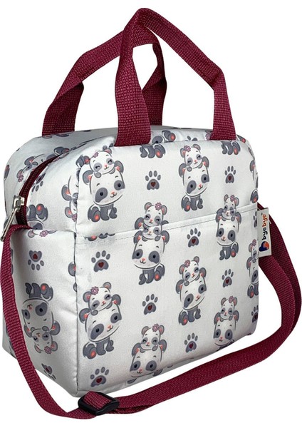 Beslenme Çantası ve Termos Yemek Taşıma Çantası Omuz Askılı-Bordo Panda fırsatları