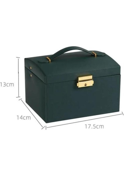 Üç Katmanlı Çok Fonksiyonlu Yeşil Takı ve Mücevher Kutusu, Kumaş Malzeme, 3 Parça fırsatları