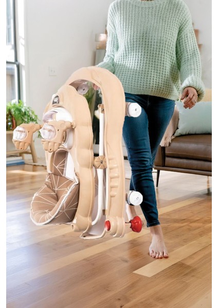 Yürüteç 8 Tekerlekli Oyuncaklı Katlanabilir Gri Renk Örümcek Yürüteç modelleri