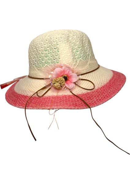 Spteks Kitti 6-12 Yaş Fuji ve Krem Renk Çiçek Figürlü Merserize Yazlık Şapka modelleri