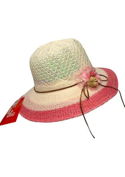 Spteks Kitti 6-12 Yaş Fuji ve Krem Renk Çiçek Figürlü Merserize Yazlık Şapka fırsatları