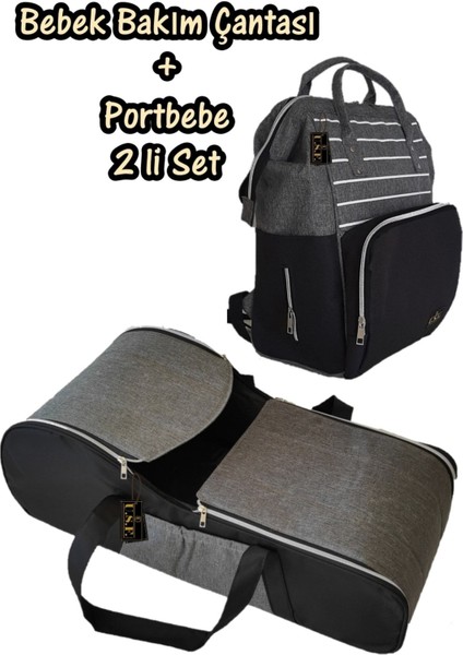Portbebe Ana Kucağı + Anne Bebek Bakım Çantası Set 2'li