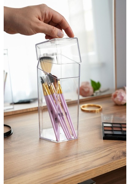 Turkuaz kapaklı çok amaçlı makyaj fırçası saklama ve düzenleme kutusu fiyatları