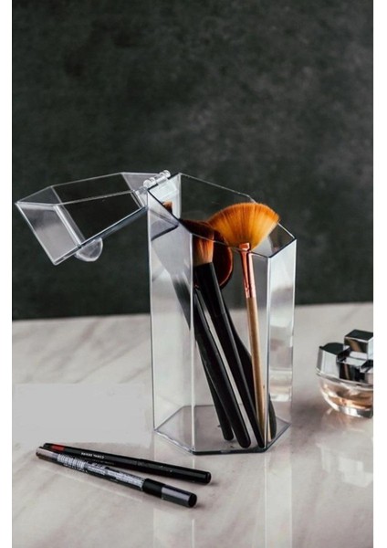 Turkuaz kapaklı çok amaçlı makyaj fırçası saklama ve düzenleme kutusu modelleri