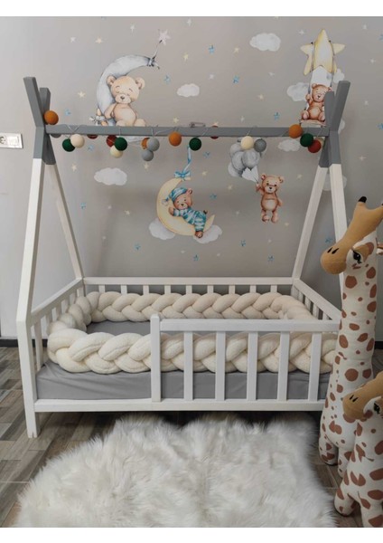 360 cm 3 Lü Peluş Örgü Koruma Modeli Yeni Nesil Welsoft Kumaş (60X120 / 70X110 Beşik Için)