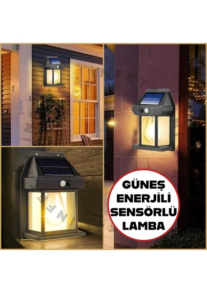 Güneş Enerjili Su Geçirmez Bahçe Balkon LED Ampul Dekoratif Hareket Sensörlü Bahçe 3 Modlu Solar LED