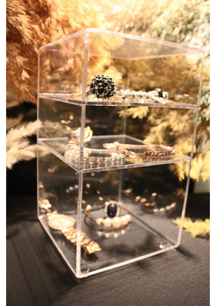 3 Katlı Siyah Akrilik Takı ve Kozmetik Düzenleyici, Banyo Organizeri modelleri