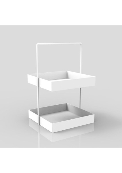 Beyaz 20x20 Metal Çok Katlı Tezgahüstü Organizer, Mutfak ve Banyo İçin Uygun