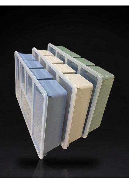 Renkli 3'lü Çok Bölmeli Plastik Organizer, Gri, Kapaklı ve Çekmeceli Set fırsatları