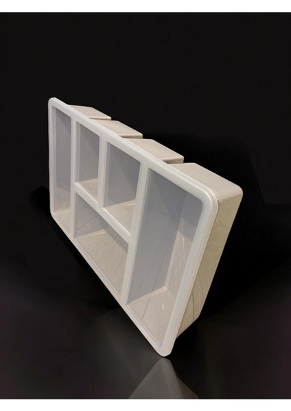 Renkli 3'lü Çok Bölmeli Plastik Organizer, Gri, Kapaklı ve Çekmeceli Set