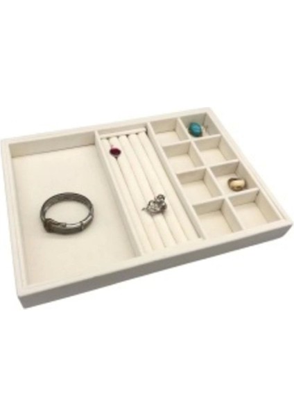 Yumuşak Süet Takı Kutusu, Bej, Parça Sayısı 1, Kumaş, Şık Saklama Çözümü
