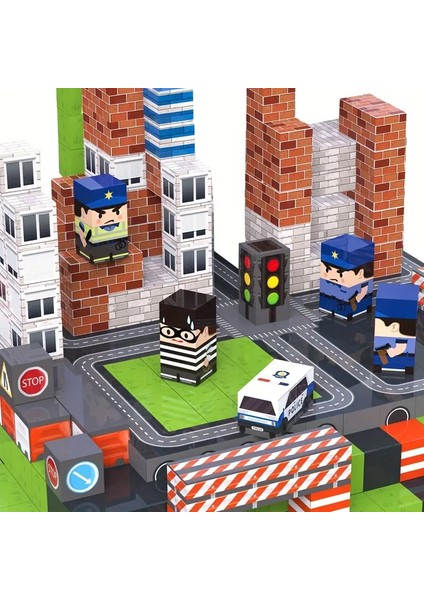 Minecraft Manyetik Küp Blok Polis Temalı Yapı Taşı 100 Parça