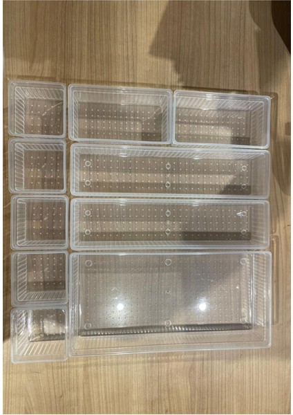Şeffaf 10 Parça Modüler Mutfak Çekmece Organizer Seti, Beyaz, Plastik fiyatları