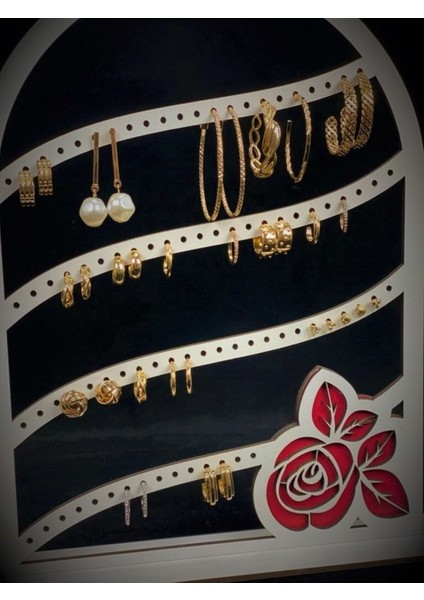 Beyaz Ahşap Takı ve Küpe Standı, Organizer, Raf, 88 Parça modelleri