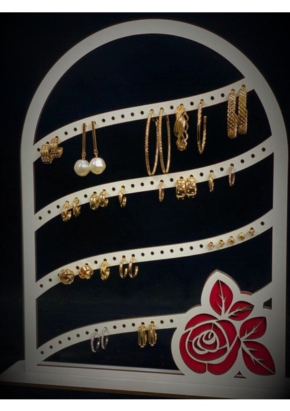 Beyaz Ahşap Takı ve Küpe Standı, Organizer, Raf, 88 Parça fırsatları