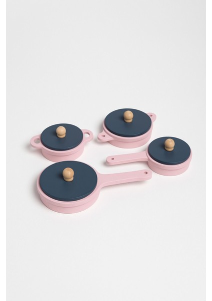 Pembe Oyuncak Tencere Tava Çaydanlık Mutfak Seti(Pembe) 3+ Yaş 6