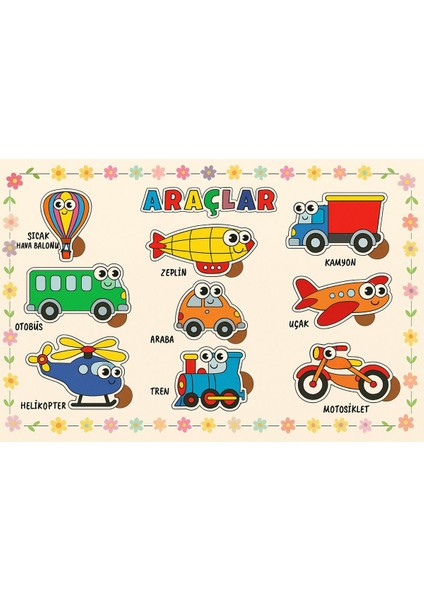 1+ Hayvanlar-Araçlar-Şekiller-Rakamlar-Meyveler-Sebzeler Ahşap 6’lı Set, Eğitici-Öğretici Yapboz Sa fiyatları
