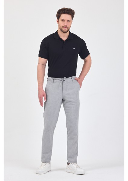 Theseason Erkek Açık Gri Likralı Kırışmaz Lastikli Comfort Fit Chino Pantolon modelleri