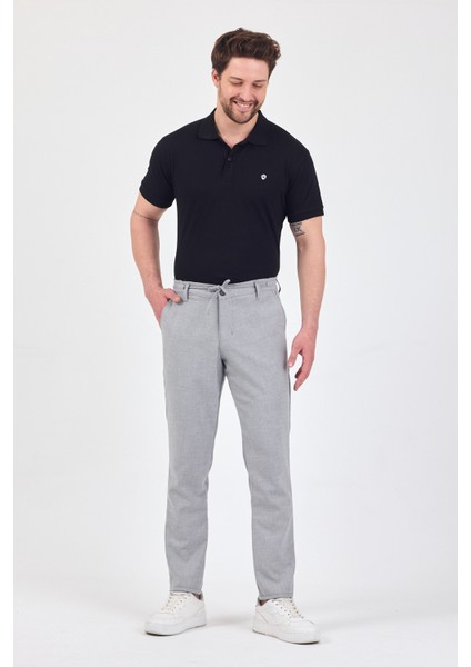Theseason Erkek Açık Gri Likralı Kırışmaz Lastikli Comfort Fit Chino Pantolon fırsatları