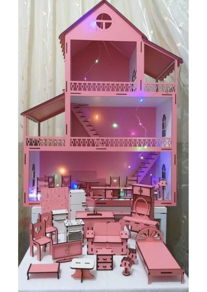 LED Işıklı Ahşap Oyun Evi Büyük Boy (76CM x 57CM x 25CM) fiyatları