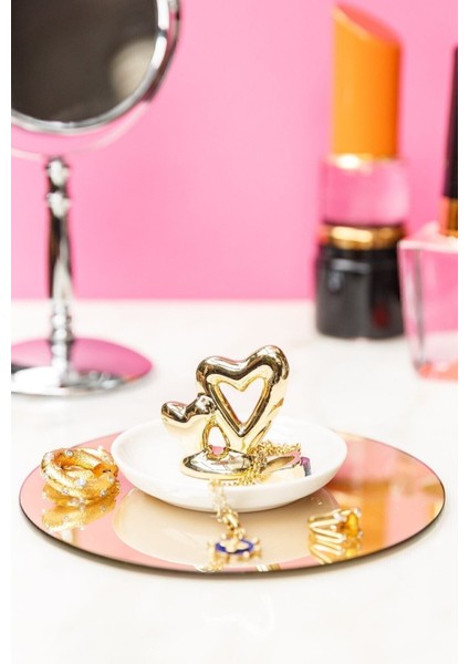 Seramik Takı Asacağı, 3'lü, Altın renk, Beyaz-Altın, Şık ve zarif tasarım