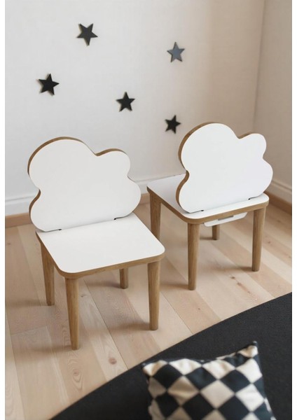 Ahşap Yaz Sil Yüzeyli, Çizilmez, Boyanabilir Çocuk Oyun ve Etkinlik Masası ve Bulut Desenli Sandaly modelleri