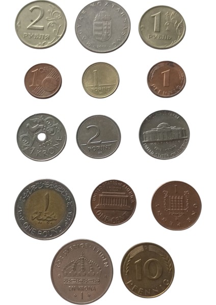 14 Adet Yabancı Madeni Para. Eski Para. Koleksiyon Para. Lot 85